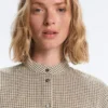 Checked Cotton Blend Stand-Up Collar Shirt Checked Cotton Blend Stand-Up Collar Shirt