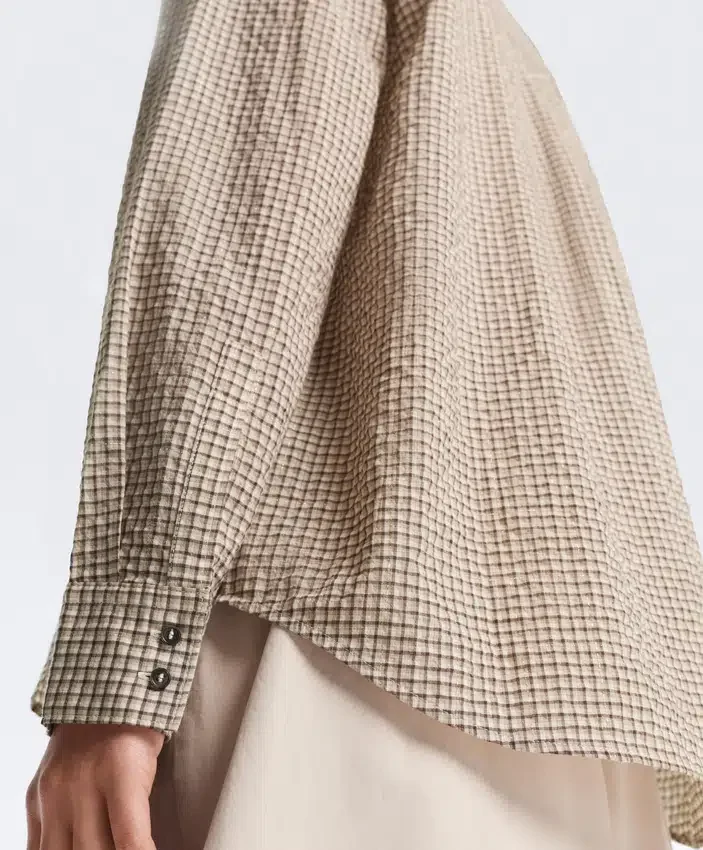 Checked Cotton Blend Stand-Up Collar Shirt Checked Cotton Blend Stand-Up Collar Shirt