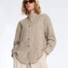 Checked Cotton Blend Stand-Up Collar Shirt Checked Cotton Blend Stand-Up Collar Shirt