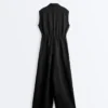 Collared Cotton Long Jumpsuit Collared Cotton Long Jumpsuit