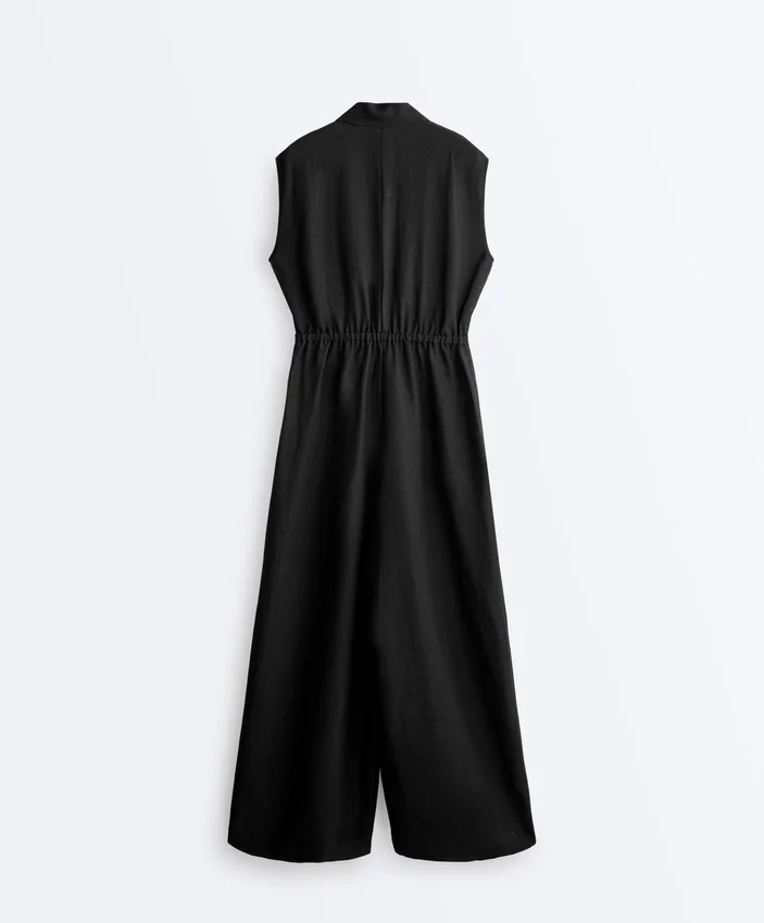 Collared Cotton Long Jumpsuit Collared Cotton Long Jumpsuit