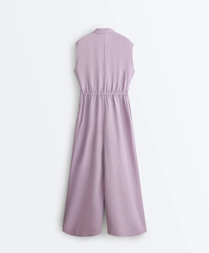 Collared Cotton Long Jumpsuit Collared Cotton Long Jumpsuit