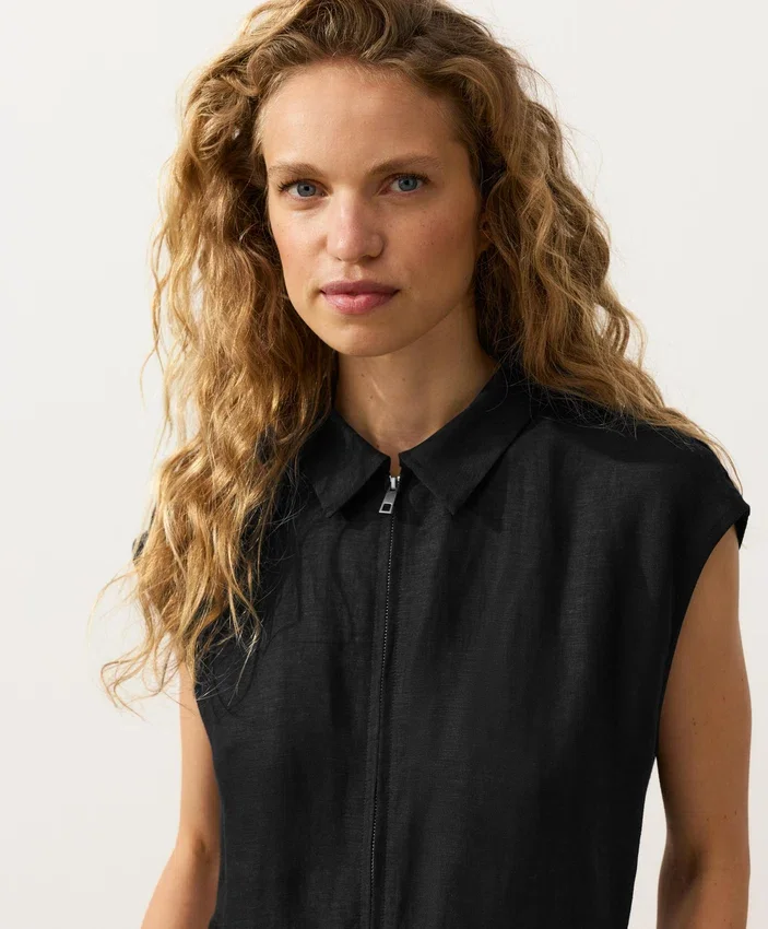Collared Cotton Long Jumpsuit Collared Cotton Long Jumpsuit