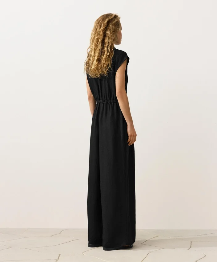 Collared Cotton Long Jumpsuit Collared Cotton Long Jumpsuit