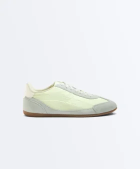 Combined Split-Leather and Fabric Trainers