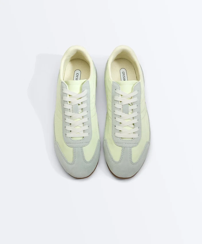 Combined Split-Leather and Fabric Trainers Combined Split-Leather and Fabric Trainers