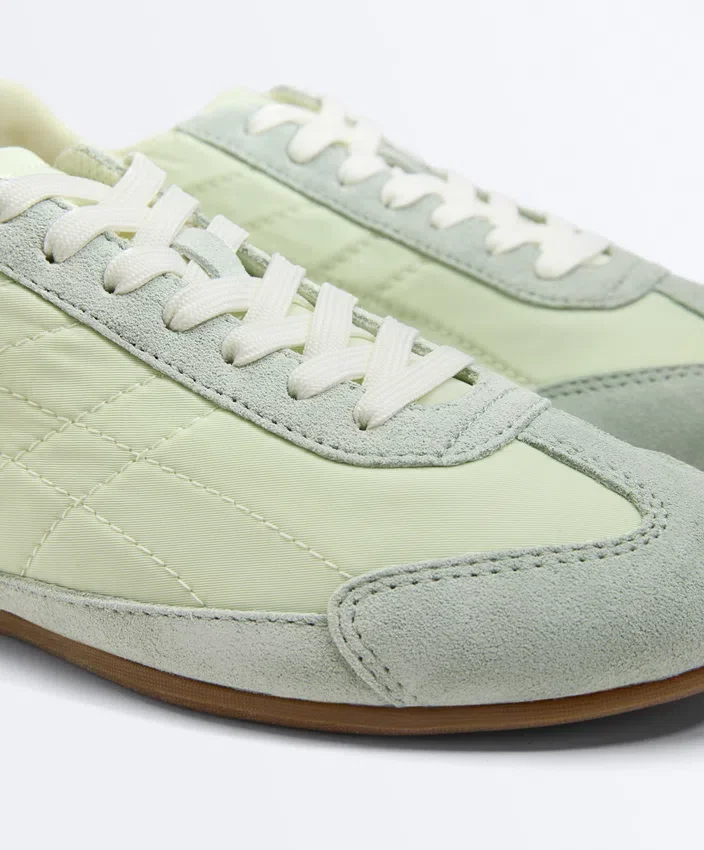 Combined Split-Leather and Fabric Trainers Combined Split-Leather and Fabric Trainers
