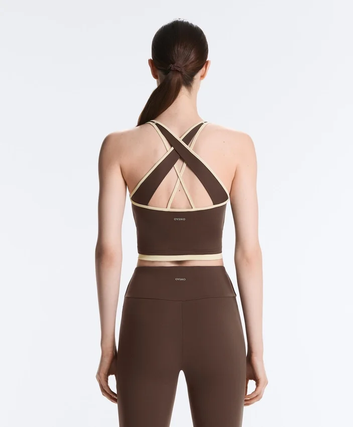 Comfortlux Contrast Crossover Back Tank Top Comfortlux Contrast Crossover Back Tank Top