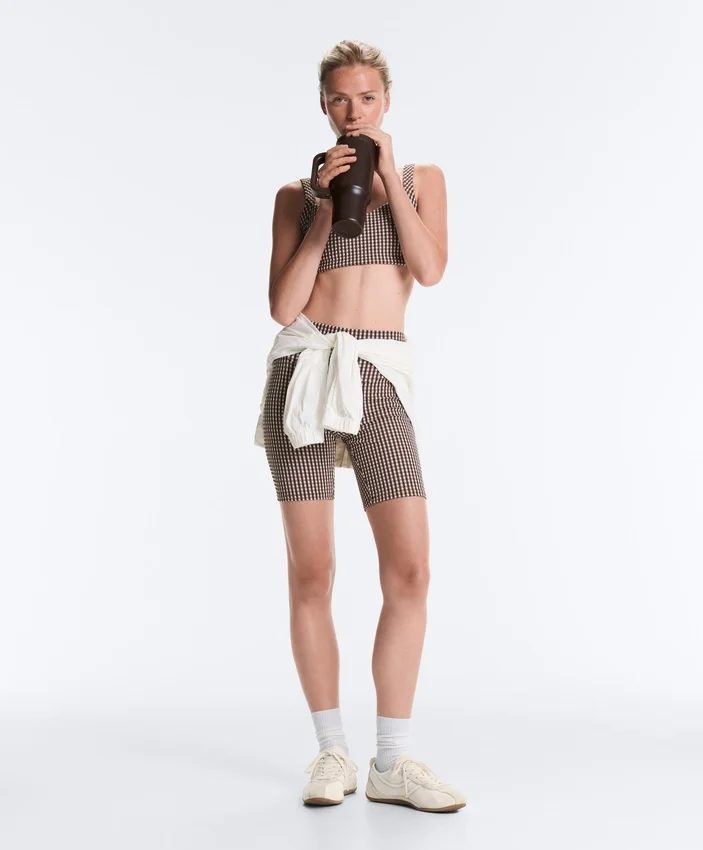 Comfortlux High-Rise 20Cm Gingham Biker Leggings Comfortlux High-Rise 20Cm Gingham Biker Leggings