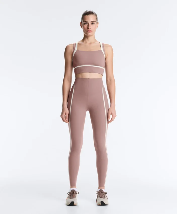 High-Rise Compressive Core-Control Ankle-Length Leggings with Contrast Details High-Rise Compressive Core-Control Ankle-Length Leggings with Contrast Details