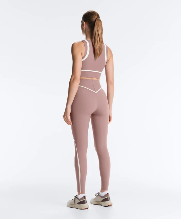 High-Rise Compressive Core-Control Ankle-Length Leggings with Contrast Details High-Rise Compressive Core-Control Ankle-Length Leggings with Contrast Details