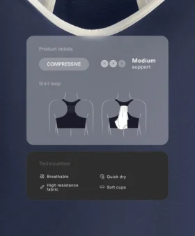 Compressive Medium Support Sports Bra with Rubber Cups