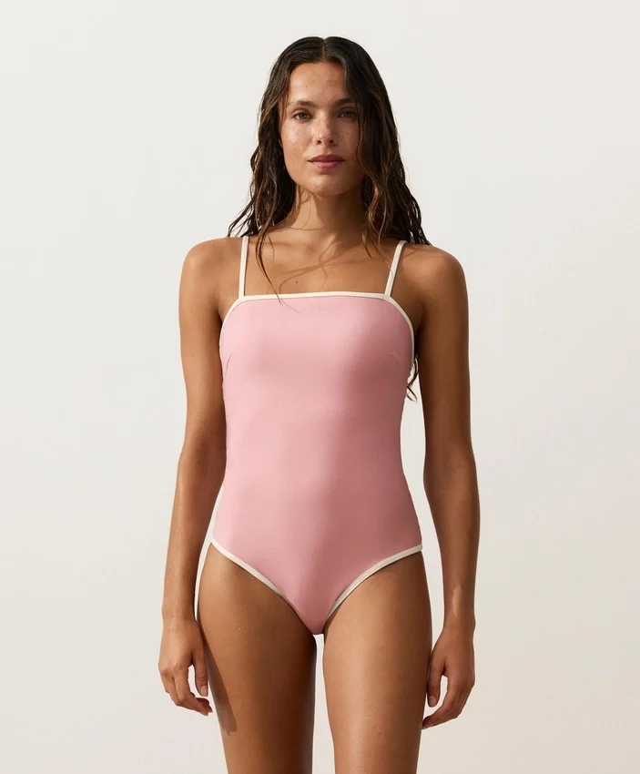 Contrast Trim Bandeau Swimsuit Contrast Trim Bandeau Swimsuit