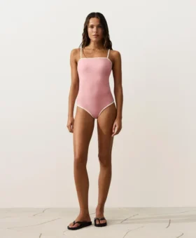 Contrast Trim Bandeau Swimsuit
