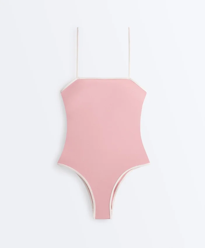 Contrast Trim Bandeau Swimsuit Contrast Trim Bandeau Swimsuit