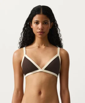 Contrast Trim Triangle Bikini Top