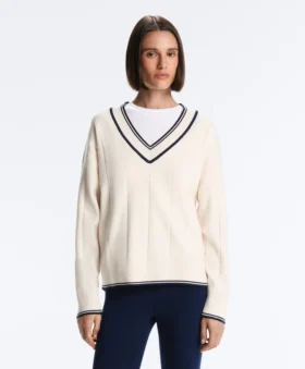 Contrast V-Neck Knit Jumper