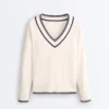 Contrast V-Neck Knit Jumper Contrast V-Neck Knit Jumper