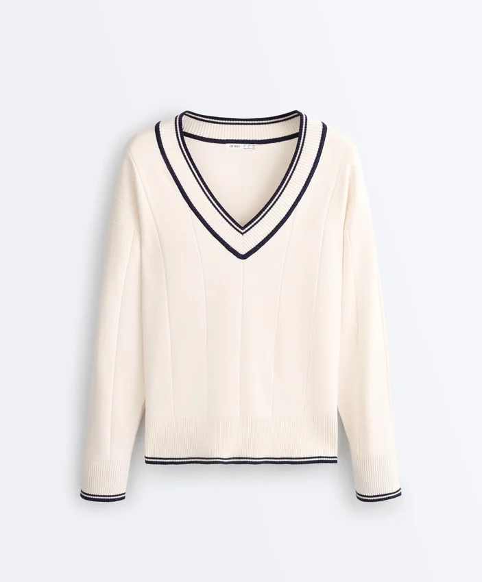 Contrast V-Neck Knit Jumper Contrast V-Neck Knit Jumper