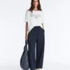 Boxy Short-Sleeved Cotton Blend T-Shirt with Slogan Boxy Short-Sleeved Cotton Blend T-Shirt with Slogan