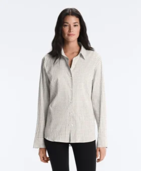 Cotton Blend Check Long Sleeve Shirt
