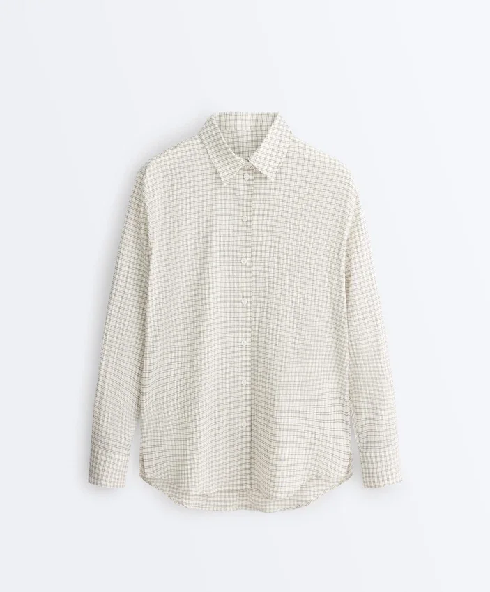 Cotton Blend Check Long Sleeve Shirt Cotton Blend Check Long Sleeve Shirt