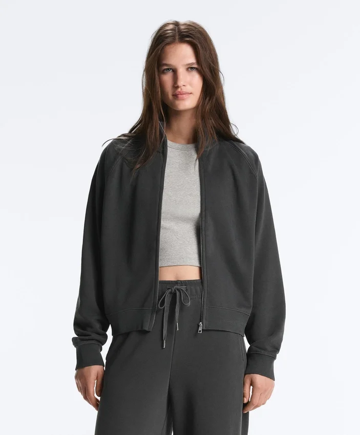 Cotton Blend Fleece High Neck Jacket Cotton Blend Fleece High Neck Jacket
