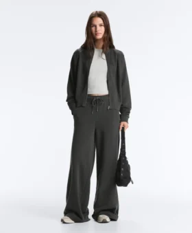 Cotton Blend Fleece High Neck Jacket