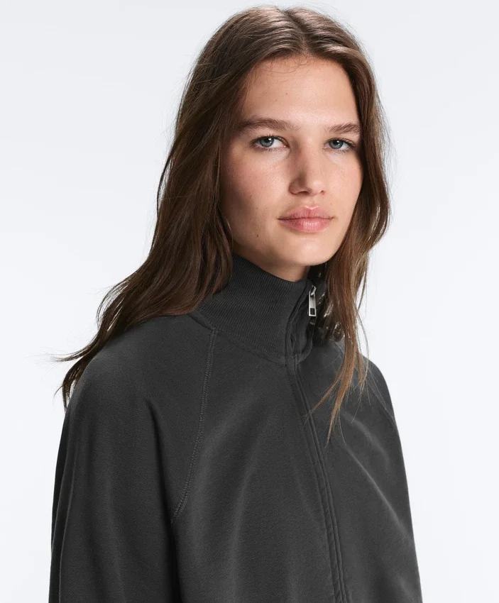 Cotton Blend Fleece High Neck Jacket Cotton Blend Fleece High Neck Jacket