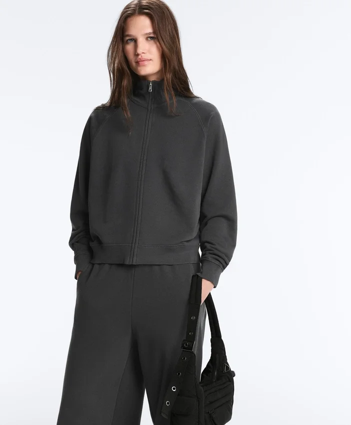 Cotton Blend Fleece High Neck Jacket Cotton Blend Fleece High Neck Jacket