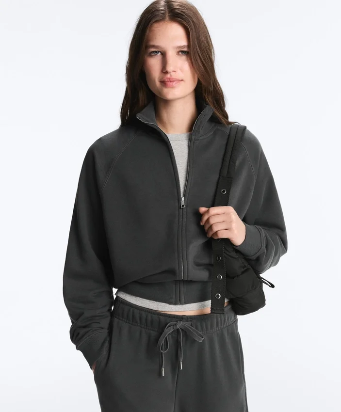 Cotton Blend Fleece High Neck Jacket Cotton Blend Fleece High Neck Jacket