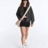 Cotton Blend Fleece High Neck Jacket Cotton Blend Fleece High Neck Jacket