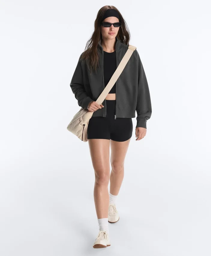 Cotton Blend Fleece High Neck Jacket Cotton Blend Fleece High Neck Jacket