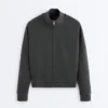 Cotton Blend Fleece High Neck Jacket Cotton Blend Fleece High Neck Jacket