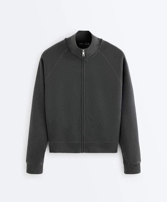Cotton Blend Fleece High Neck Jacket Cotton Blend Fleece High Neck Jacket