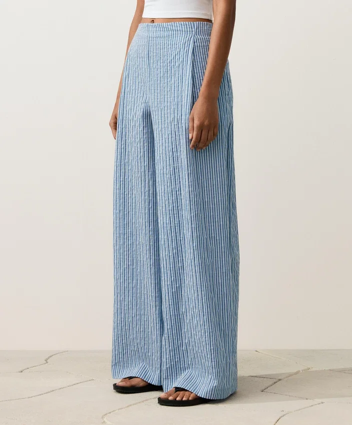 Cotton Blend Striped Straight-Leg Trousers Cotton Blend Striped Straight-Leg Trousers