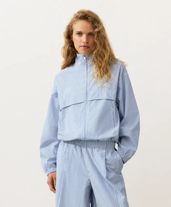 Cotton Blend Striped Track Jacket Cotton Blend Striped Track Jacket