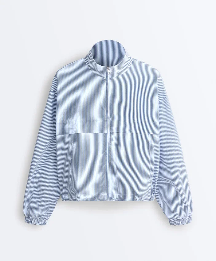 Cotton Blend Striped Track Jacket Cotton Blend Striped Track Jacket