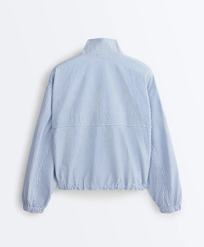 Cotton Blend Striped Track Jacket Cotton Blend Striped Track Jacket