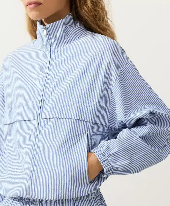 Cotton Blend Striped Track Jacket Cotton Blend Striped Track Jacket