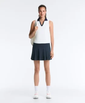 Cotton Piqué Pleated Mini Skirt