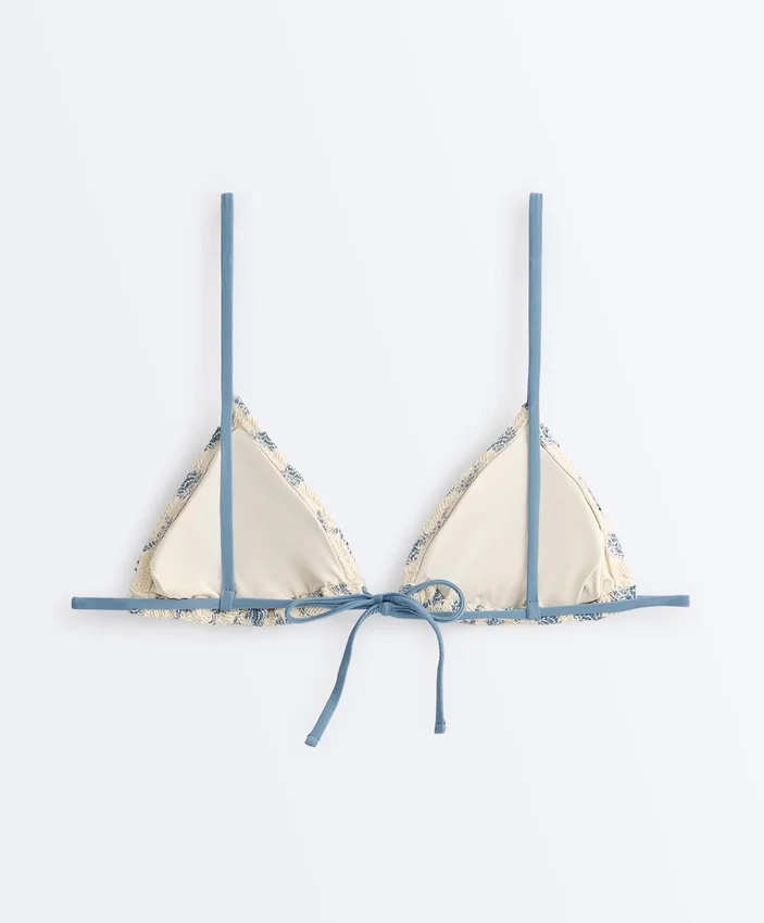 Crochet Contrast Wave Triangle Bikini Crochet Contrast Wave Triangle Bikini