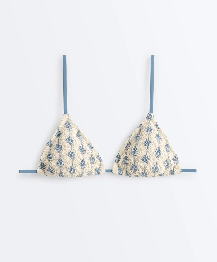 Crochet Contrast Wave Triangle Bikini Crochet Contrast Wave Triangle Bikini
