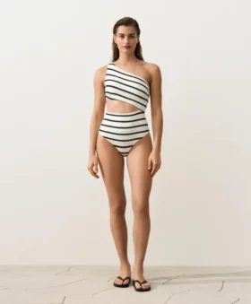 Crochet Stripe Asymmetric Trikini