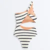 Crochet Stripe Asymmetric Trikini Crochet Stripe Asymmetric Trikini