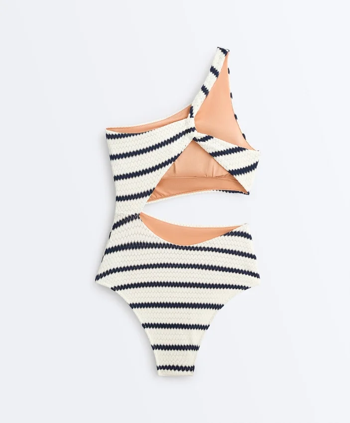 Crochet Stripe Asymmetric Trikini Crochet Stripe Asymmetric Trikini