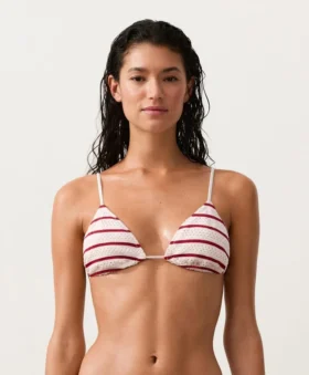 Crochet Stripe Triangle Bikini Top