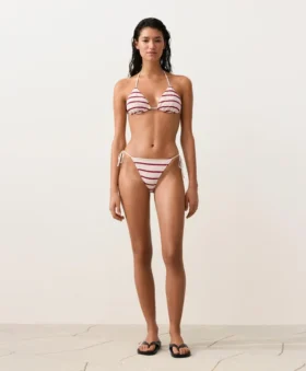 Medium-Coverage Striped Crochet Tie Bikini Briefs