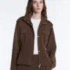 Cropped Piqué Utility Jacket with Belt Cropped Piqué Utility Jacket with Belt