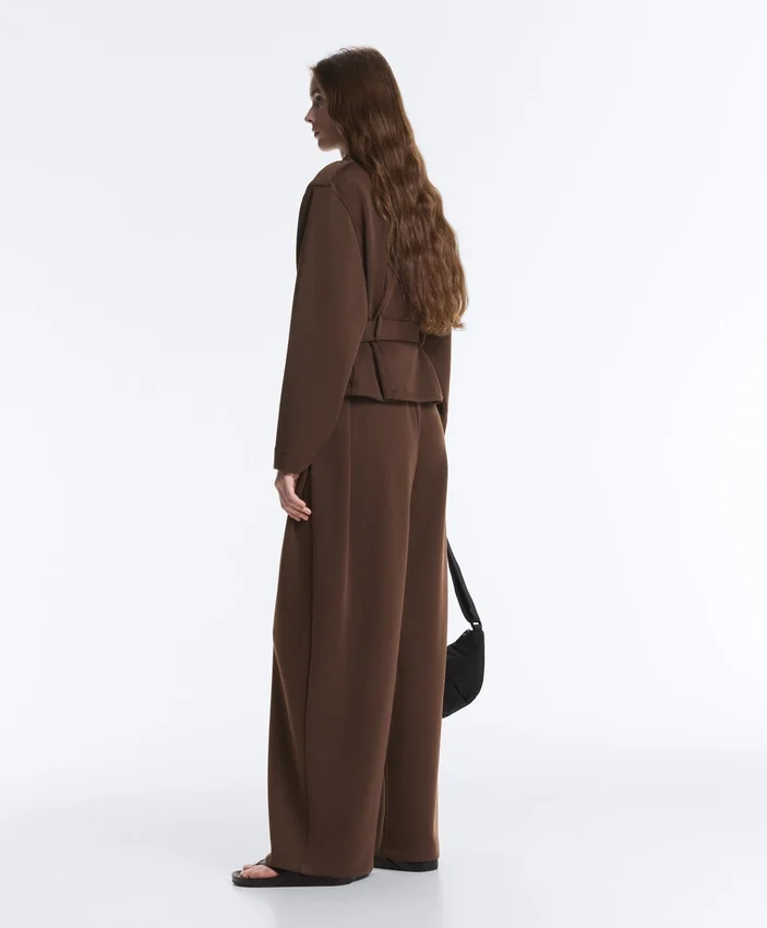 Cropped Piqué Utility Jacket with Belt Cropped Piqué Utility Jacket with Belt